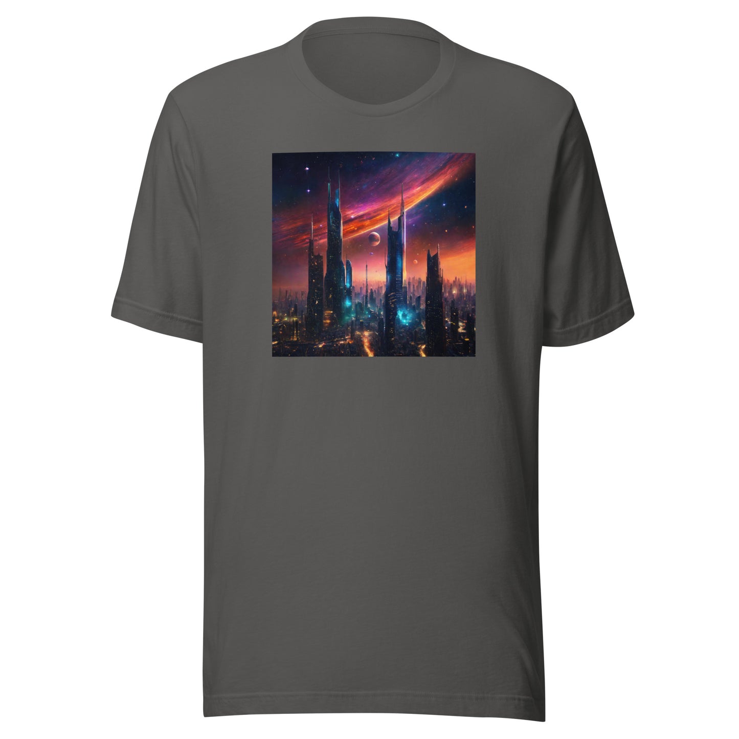 Futuristic Cityscape Men's Graphic Tee Asphalt