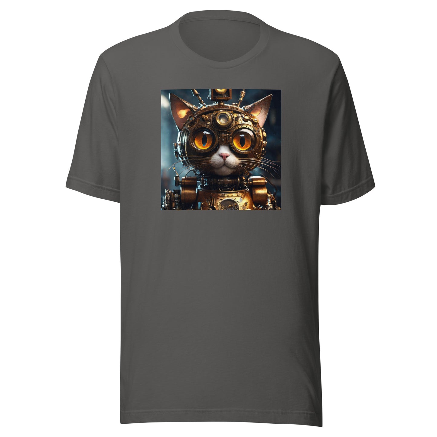 Retro-Futuristic Feline Men's Graphic Tee Asphalt