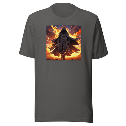 Fiery Faceless Warrior Men's Anime Graphic Tee Asphalt