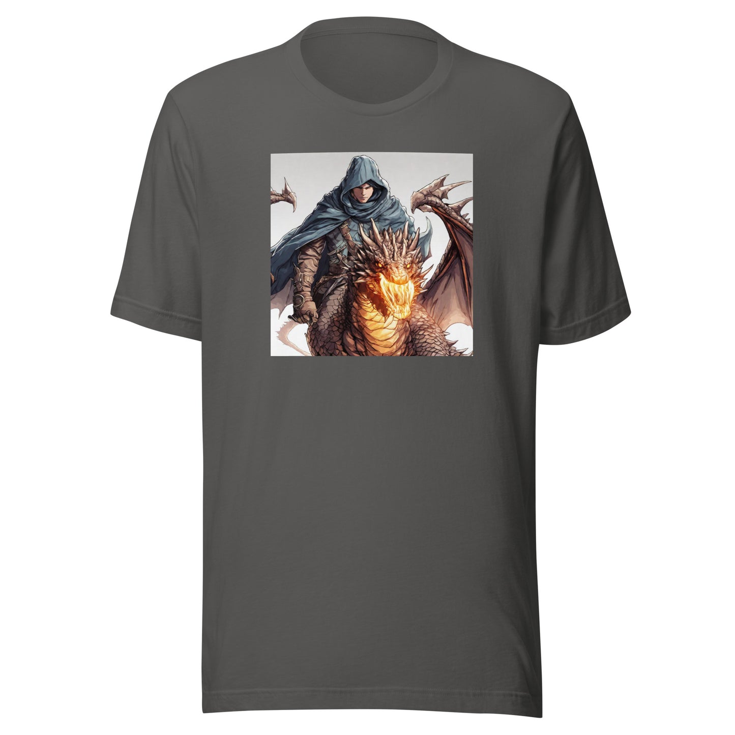 Hooded Knight, Fiery Dragon Men's Anime T-Shirt Asphalt