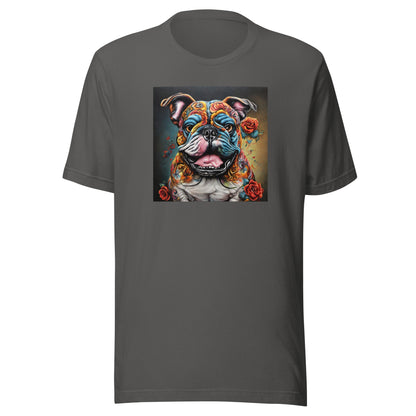 Day of the Dead Bulldog Men's Dog Lover Tee Asphalt