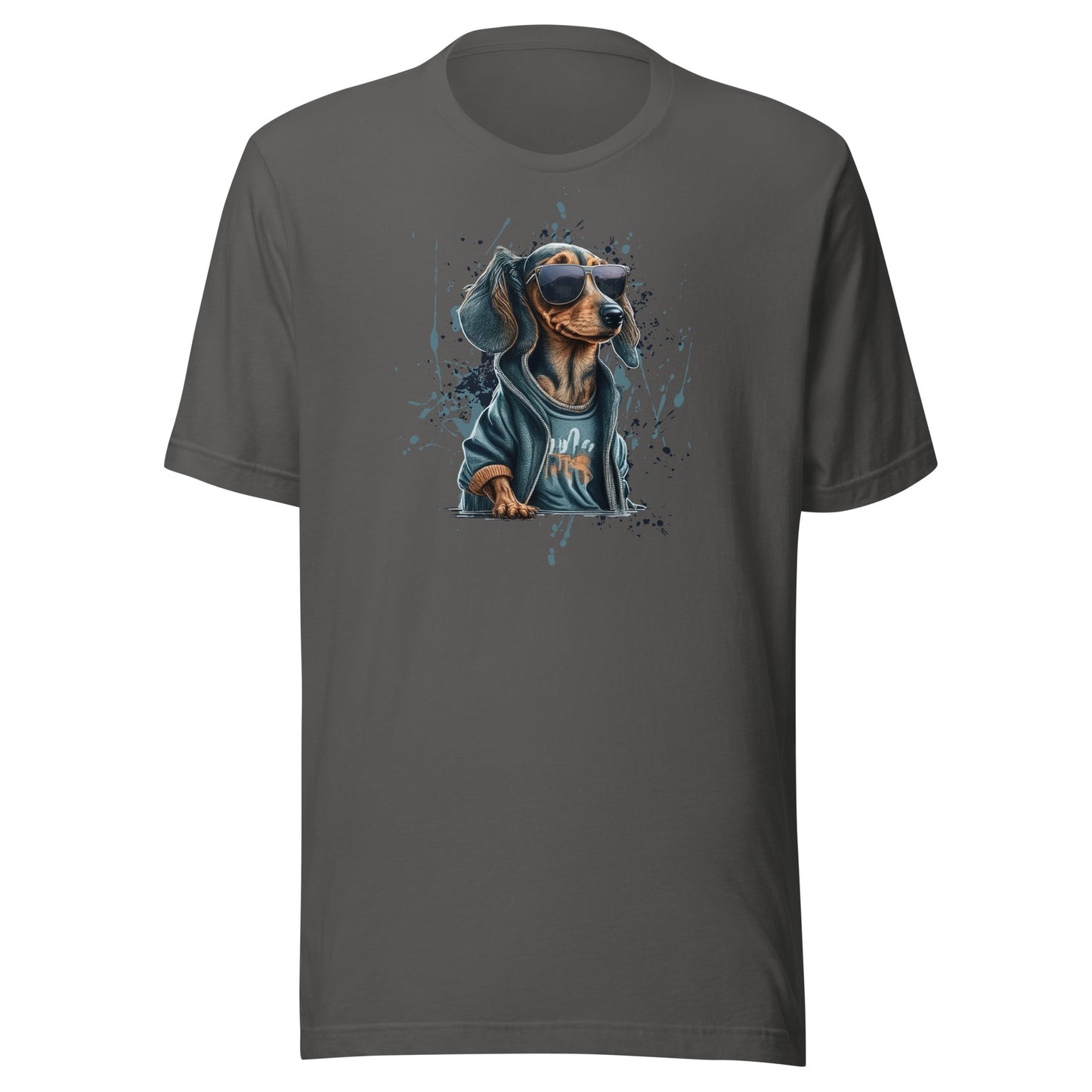 Cool Dachshund in Sunglasses Men's Dog T-Shirt Asphalt