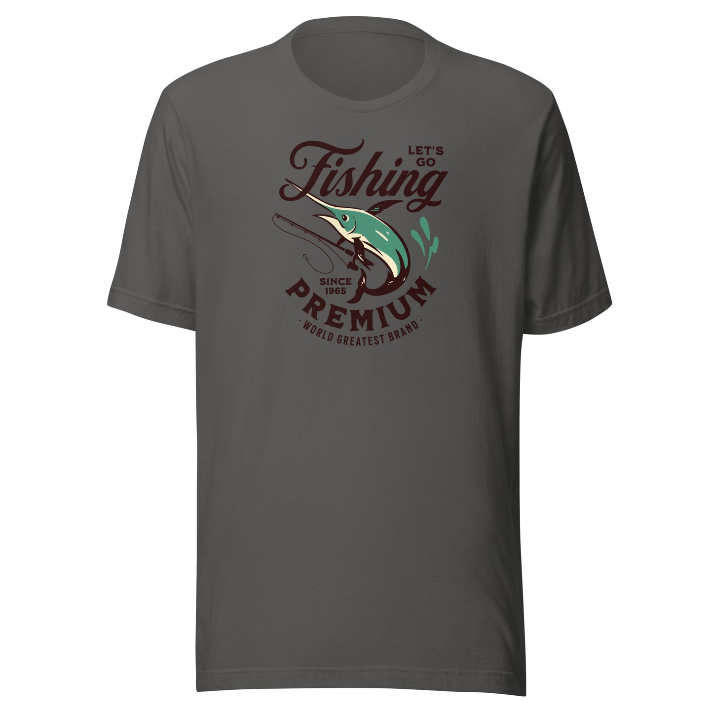 Let's Go Fishing T-Shirt Gift for Dad Asphalt