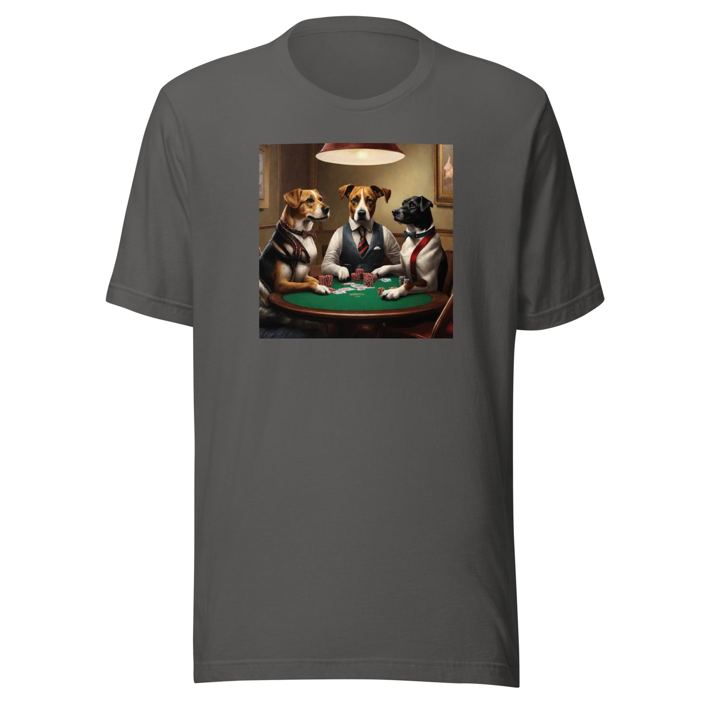 Poker Playing Pooches Men's Funny T-Shirt Asphalt