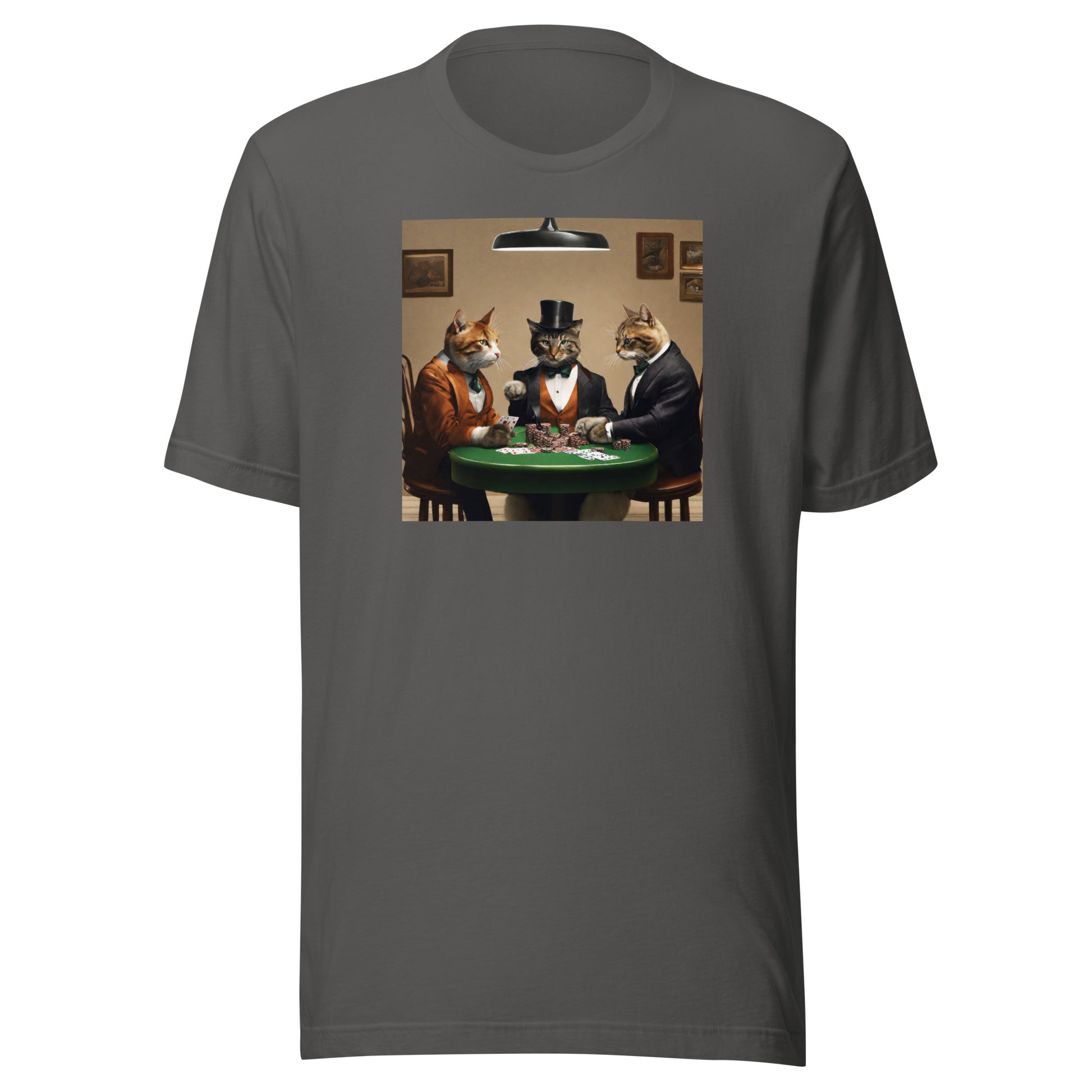 Cats Playing Poker Men's Funny T-Shirt Asphalt