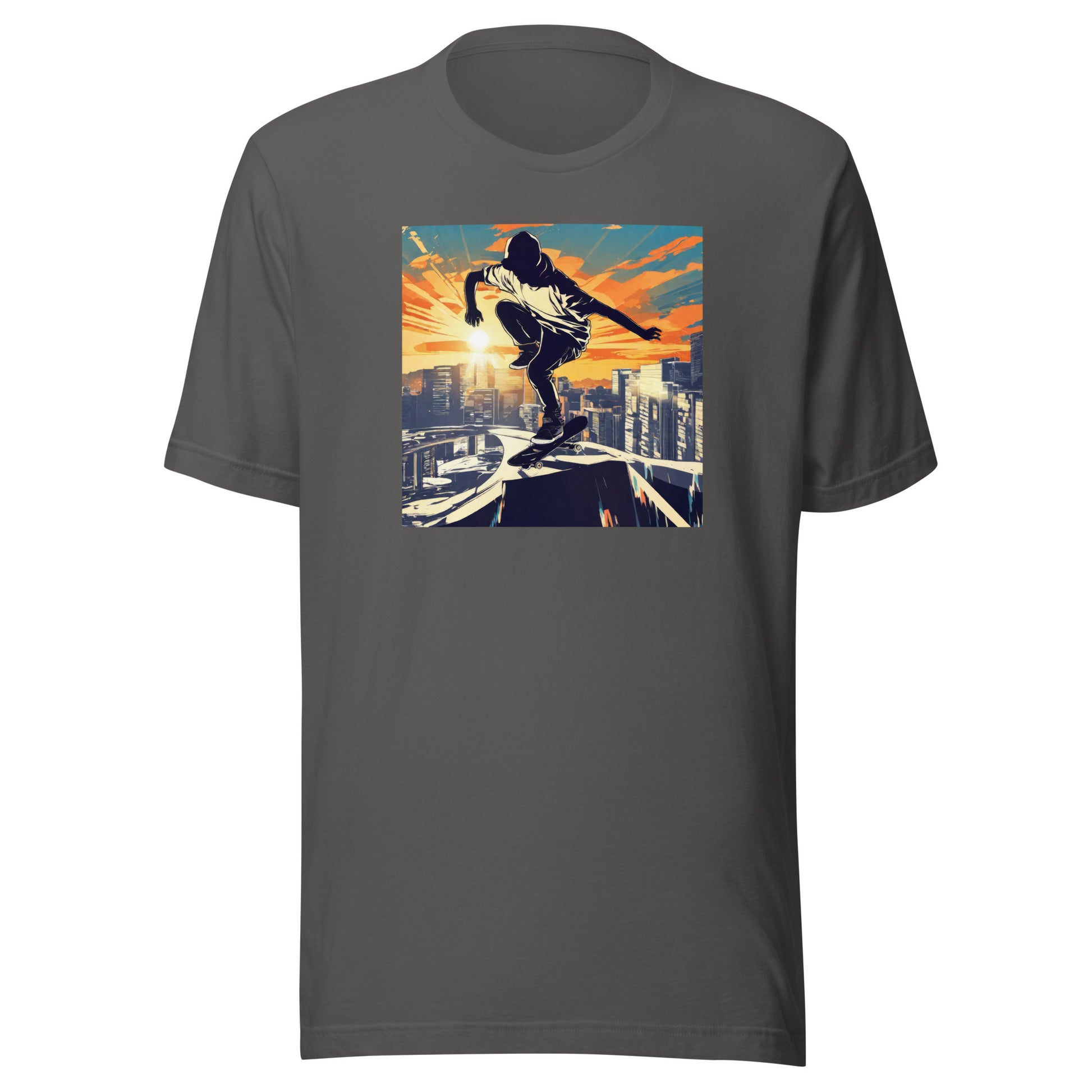 Skateboarding in the City Men's Graphic Tee Asphalt