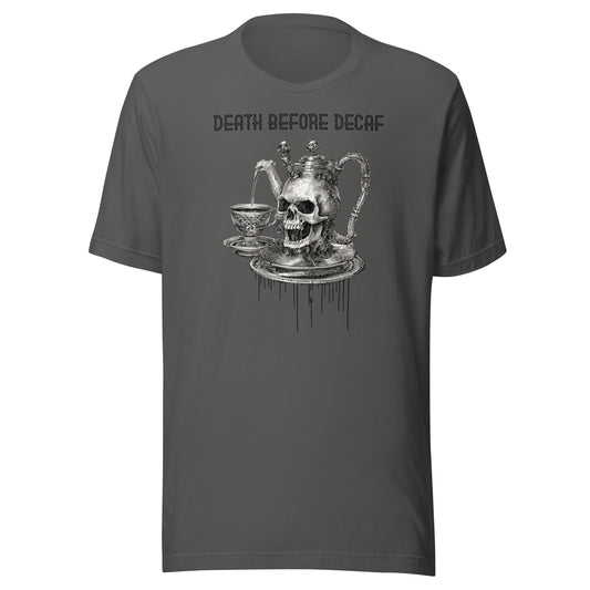 Death Before Decaf Men's Funny Shirt Asphalt