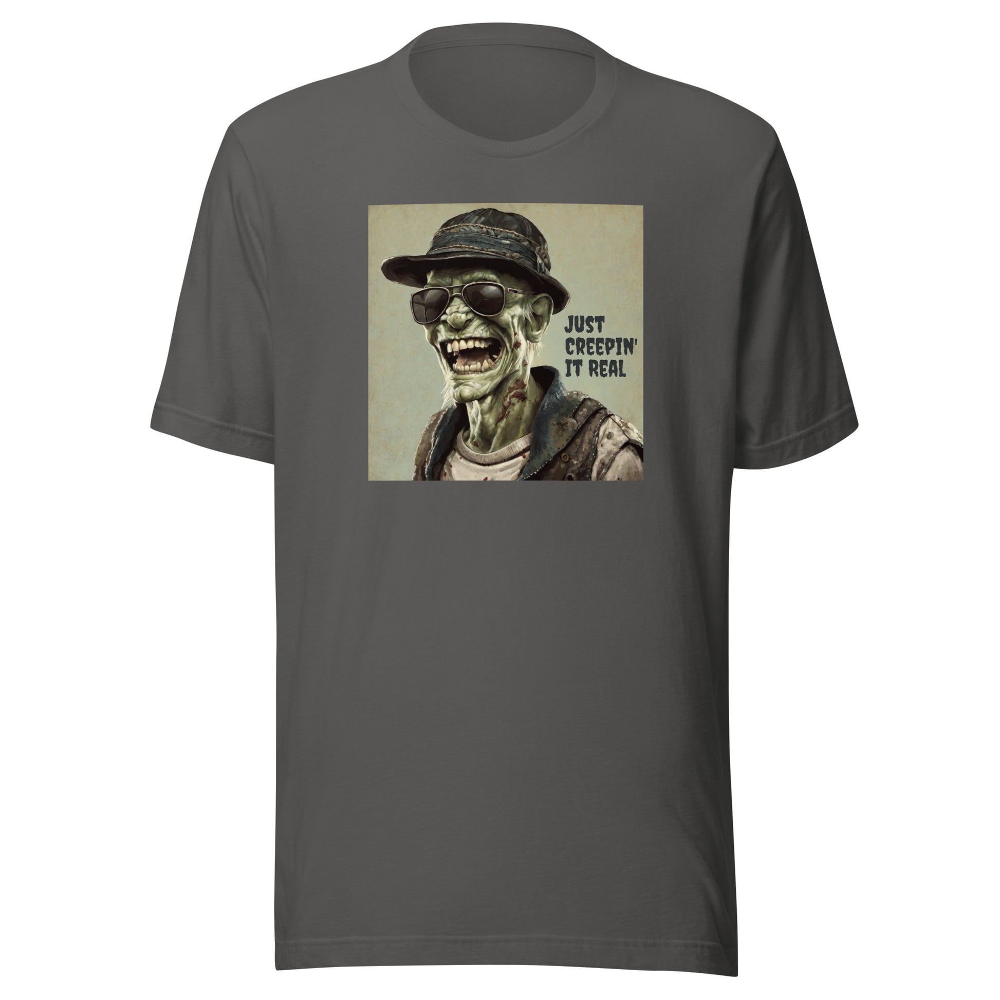 Just Creepin' It Real Men's Zombie T-Shirt for Halloween Asphalt