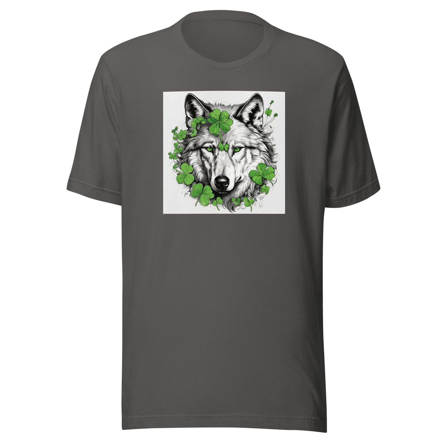 Wolf & Shamrock Lucky St Patrick's Day Men's T-Shirt Asphalt