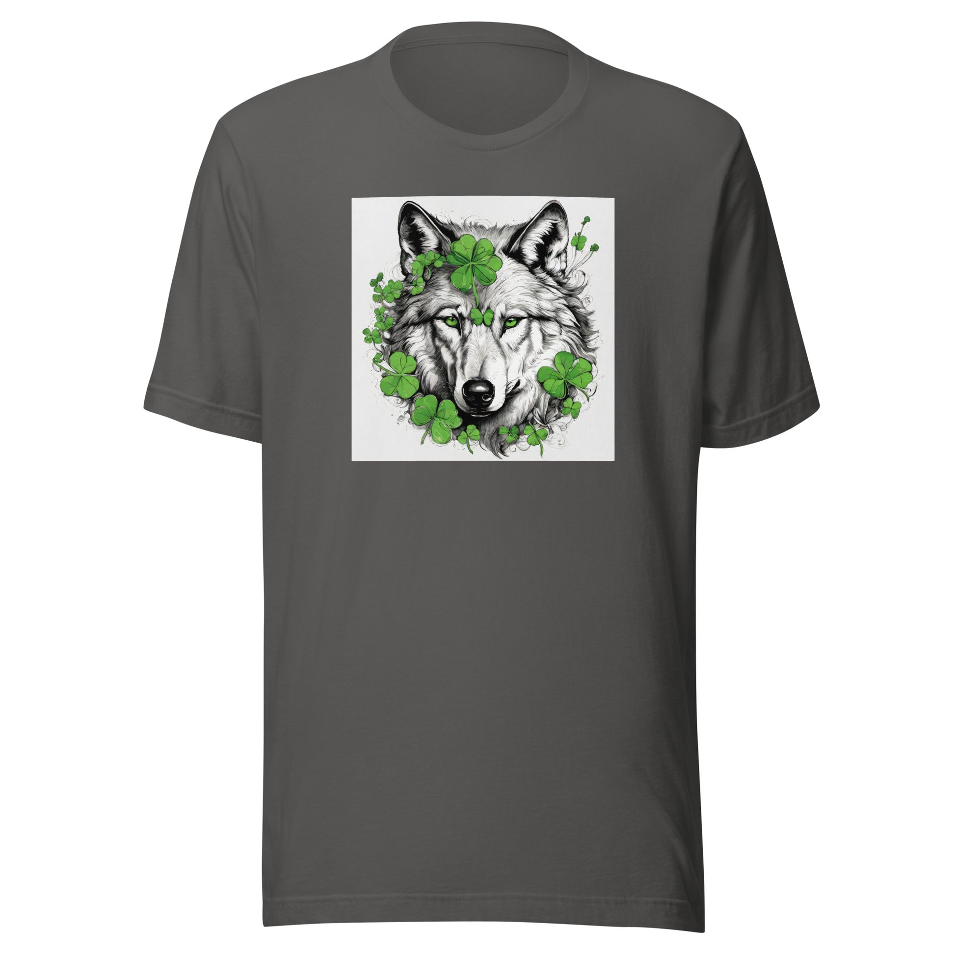 Wolf & Shamrock Lucky St Patrick's Day Men's T-Shirt Asphalt