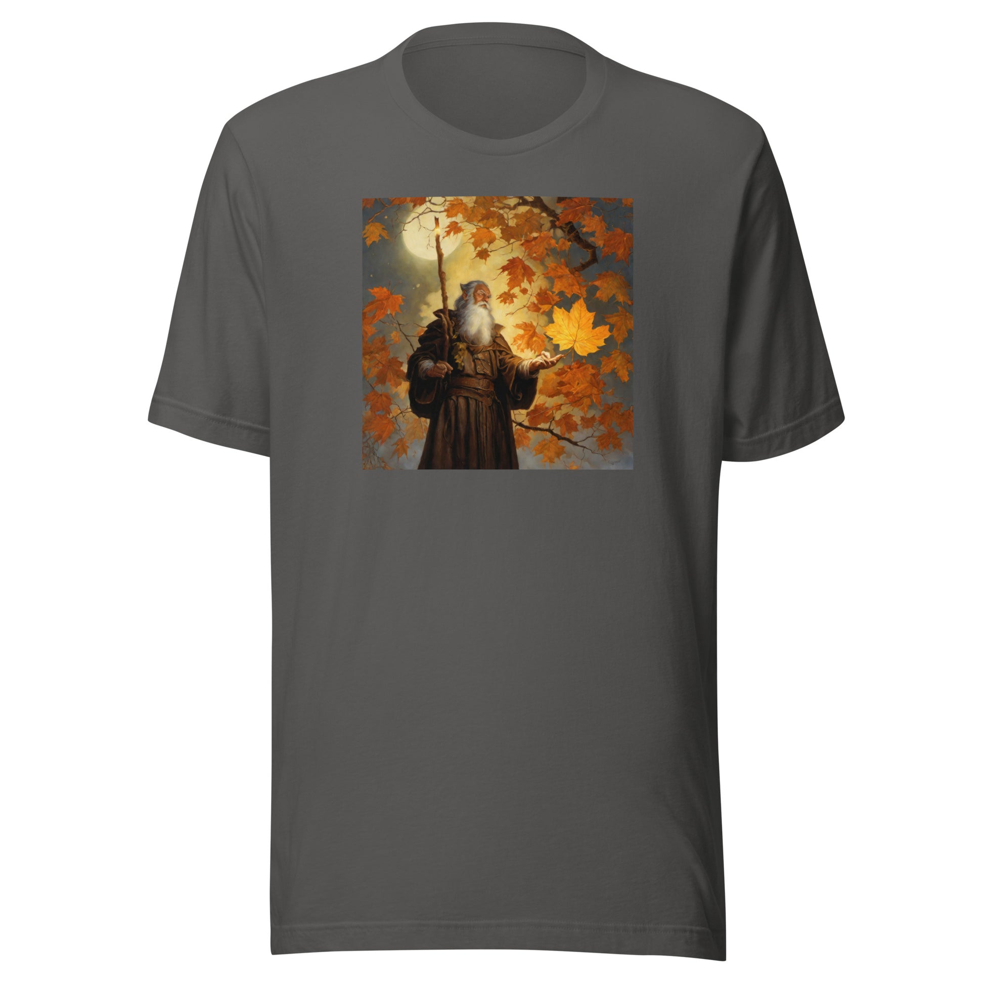 Mage Conjuring Fall Leaves Men's T-Shirt Asphalt