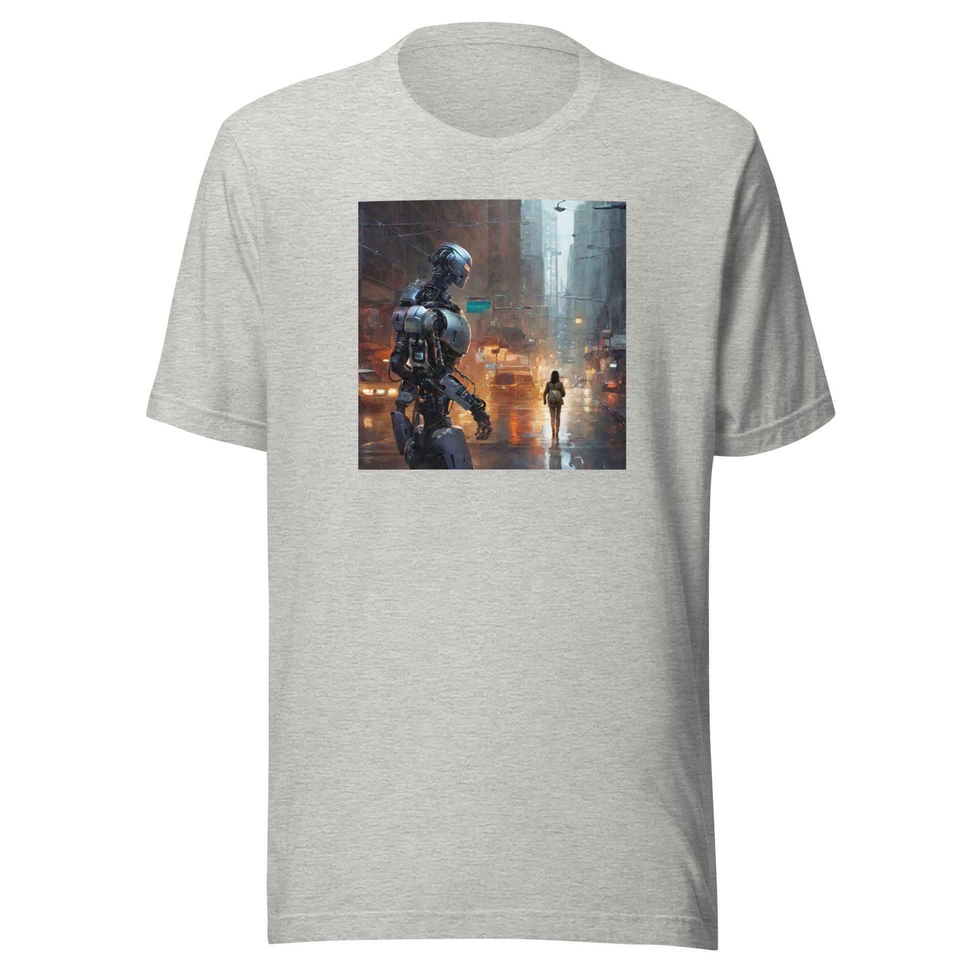 Cyborg in the City Men's Sci-Fi T-Shirt Athletic Heather