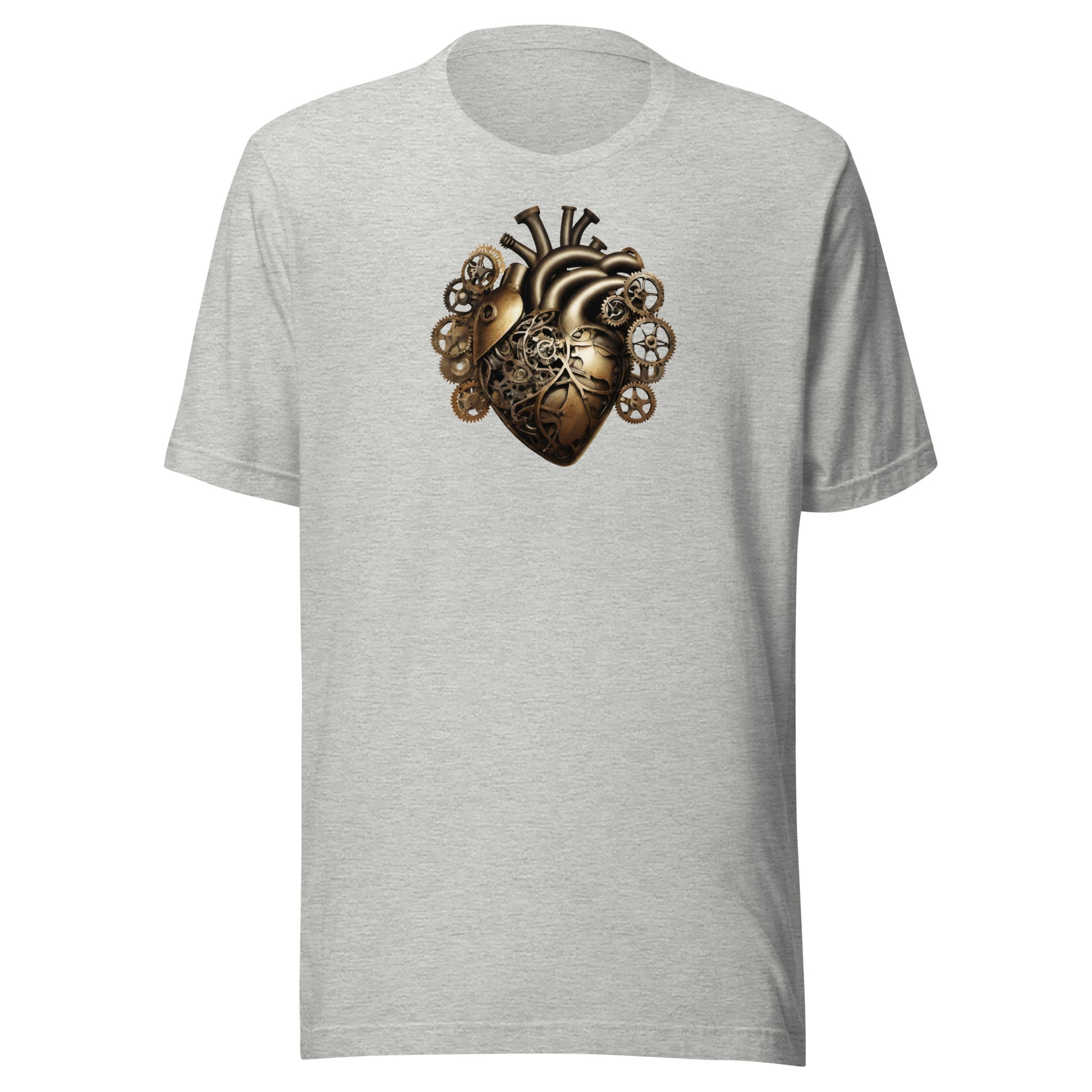 Gear and Valve Heart Men's Steampunk T-Shirt Athletic Heather