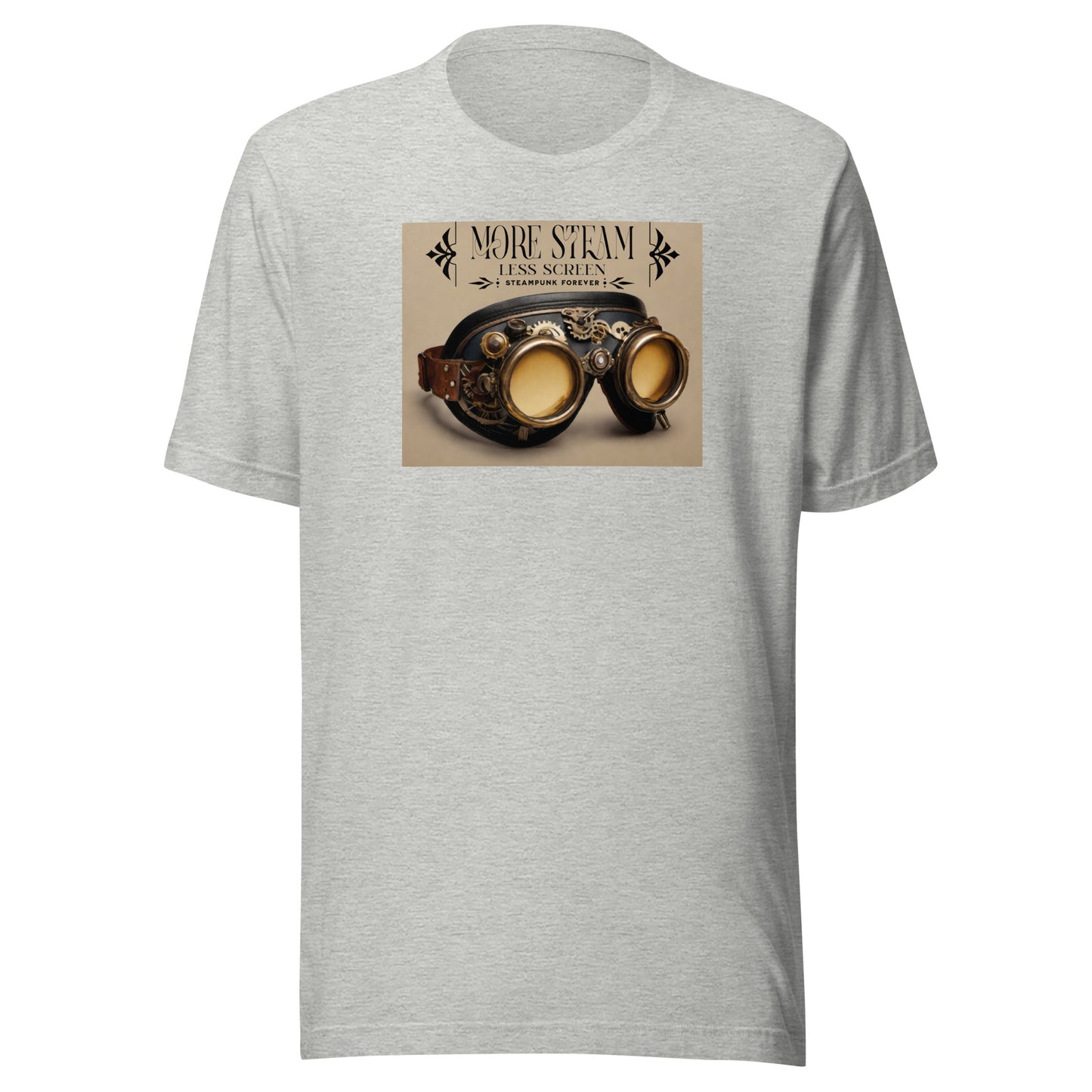 More Steam Less Screen Men's Steampunk T-Shirt Athletic Heather