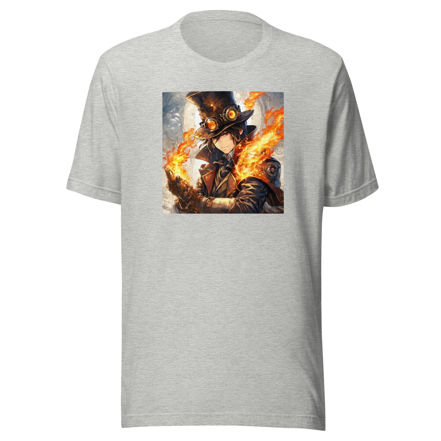 Steampunk Firebender Men's Anime T-Shirt Athletic Heather