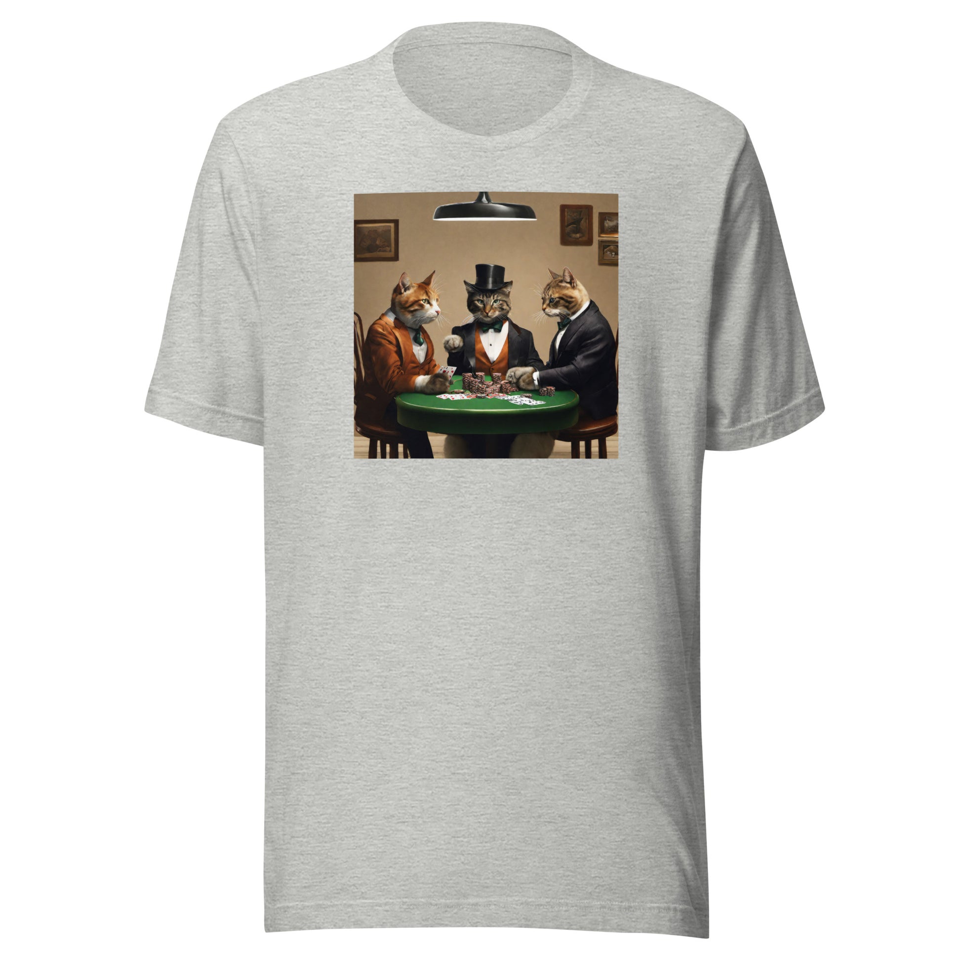 Cats Playing Poker Men's Funny T-Shirt Athletic Heather