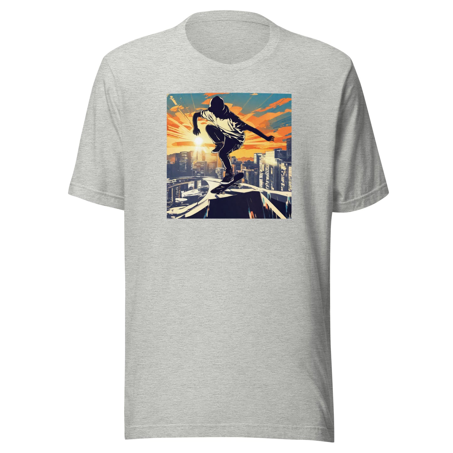 Skateboarding in the City Men's Graphic Tee Athletic Heather