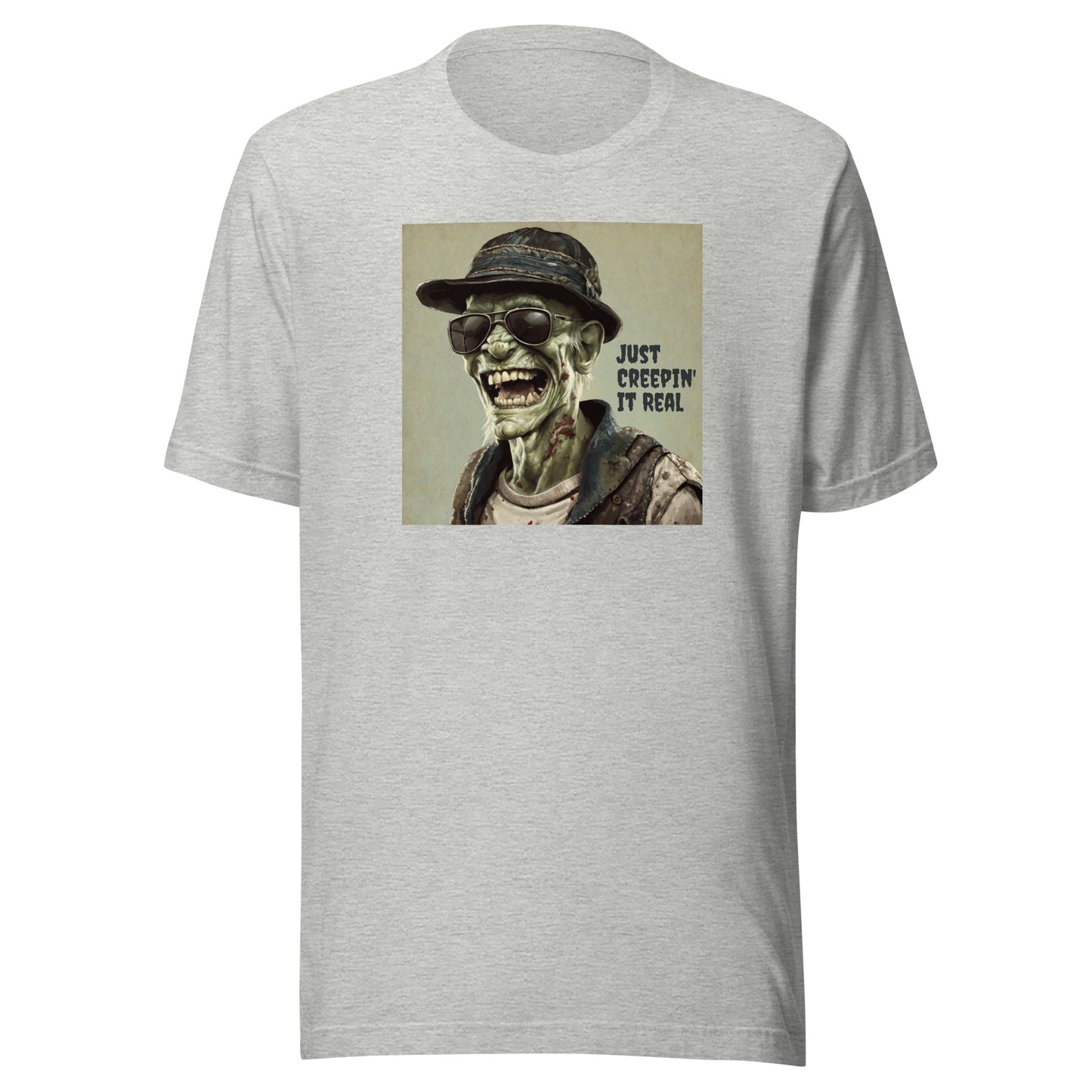 Just Creepin' It Real Men's Zombie T-Shirt for Halloween Athletic Heather