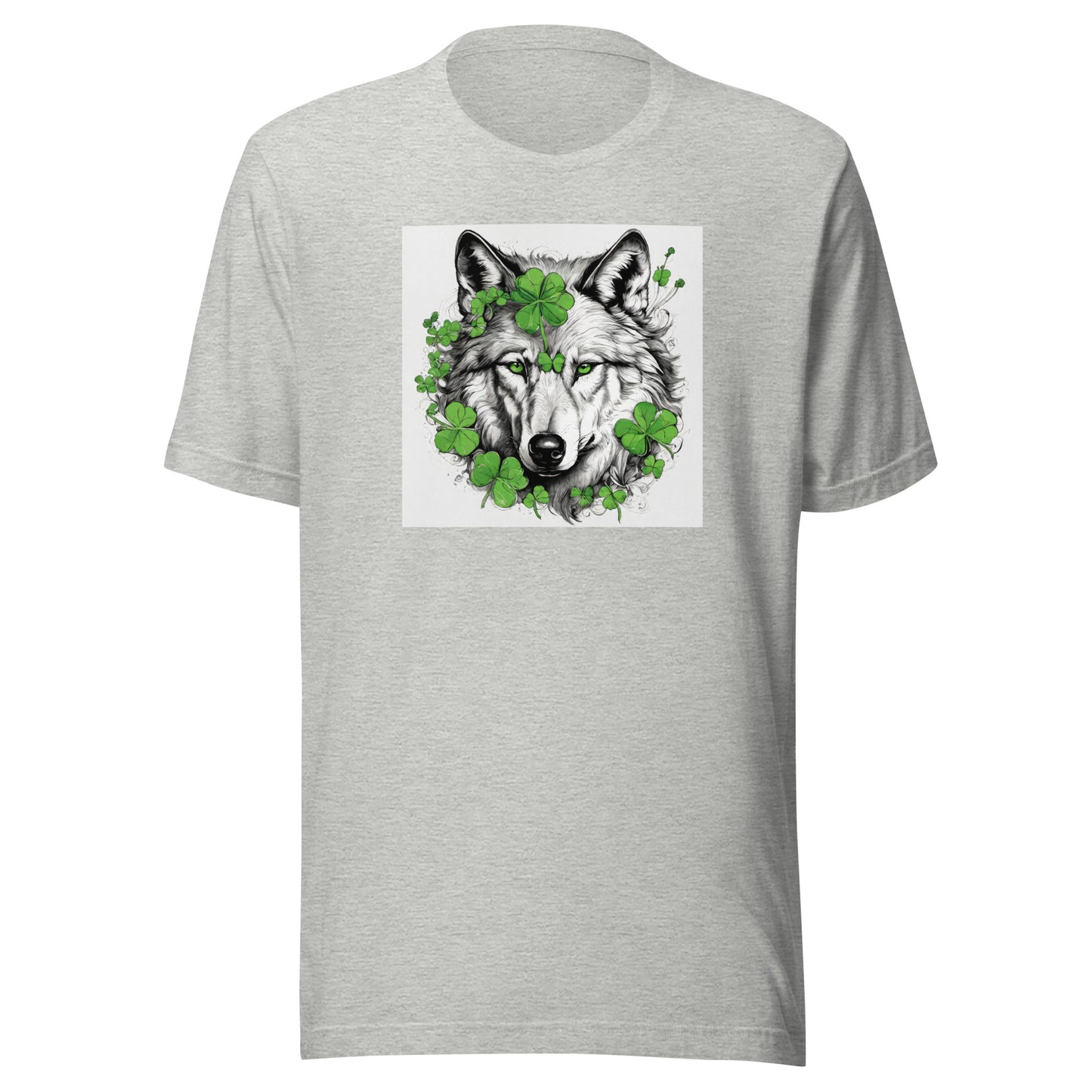 Wolf & Shamrock Lucky St Patrick's Day Men's T-Shirt Athletic Heather