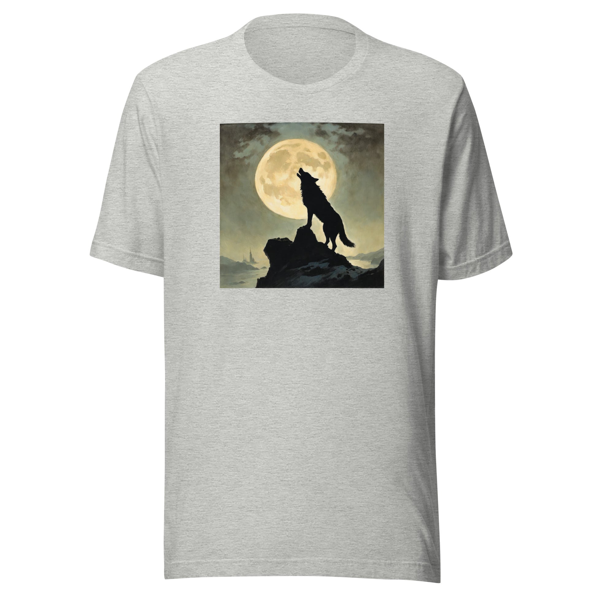 Wolf Howling at Moon Halloween Men's T-Shirt Athletic Heather