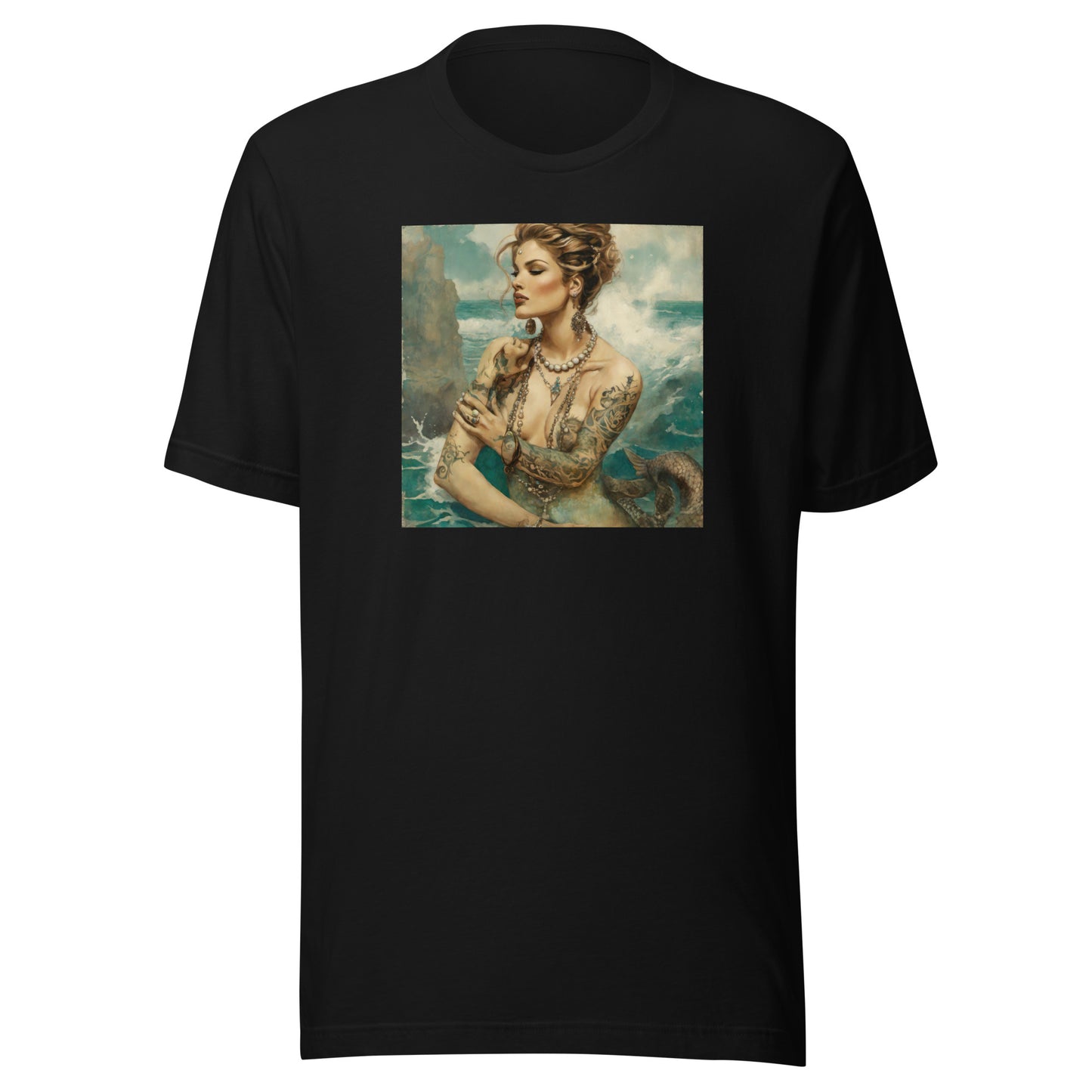 Mermaid with Tattoos Men's T-Shirt Black