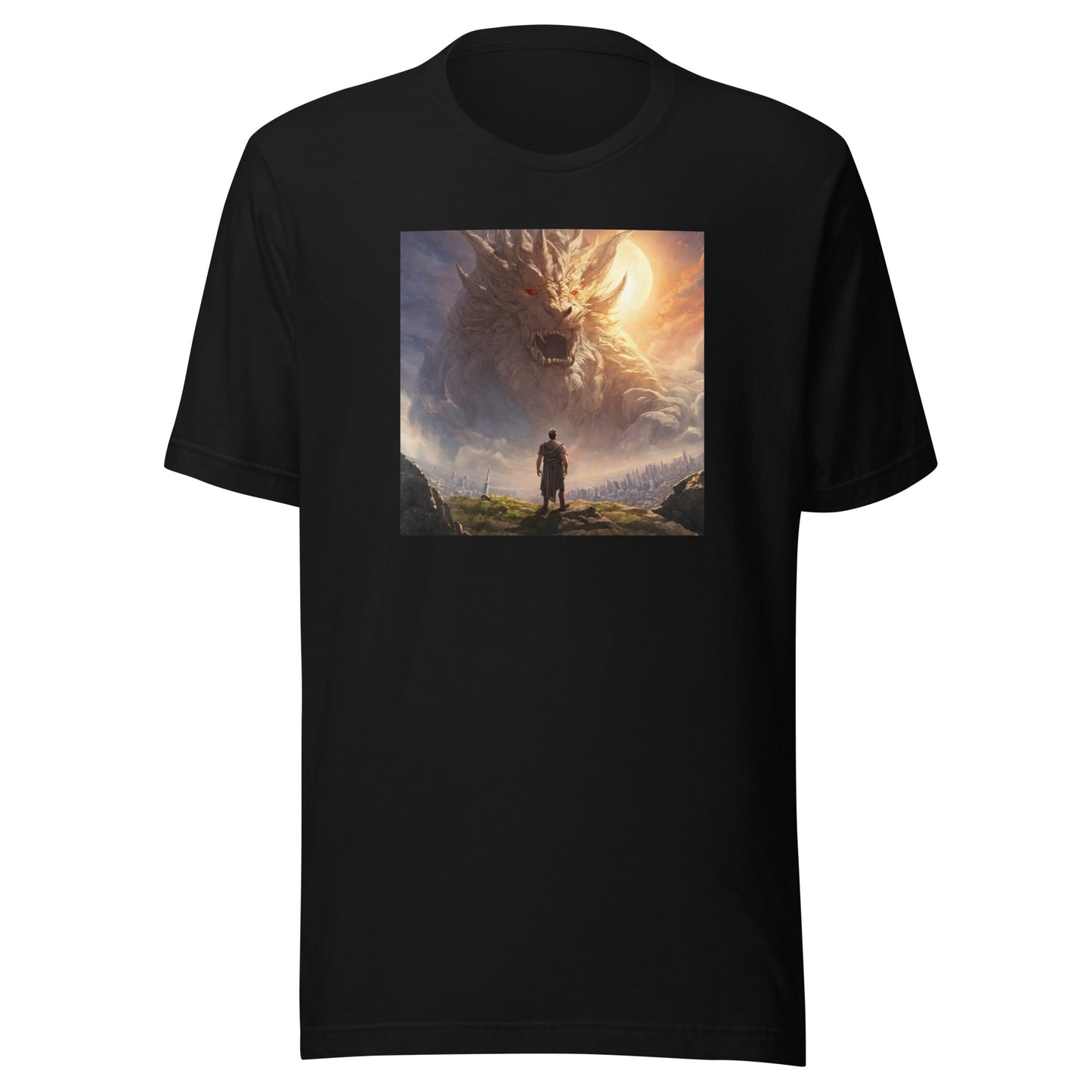 Small Warrior Facing a Giant Beast Men's T-Shirt Black