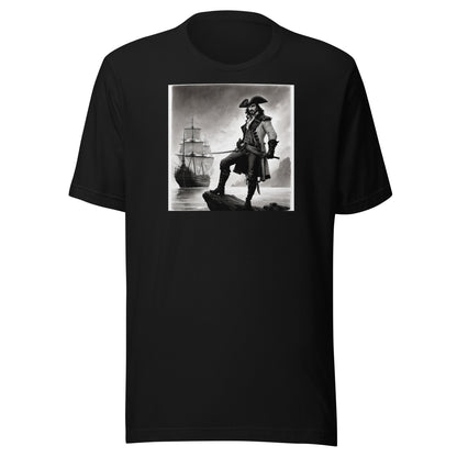 Captain Hook on the High Seas Men's Fairy Tale T-Shirt Black