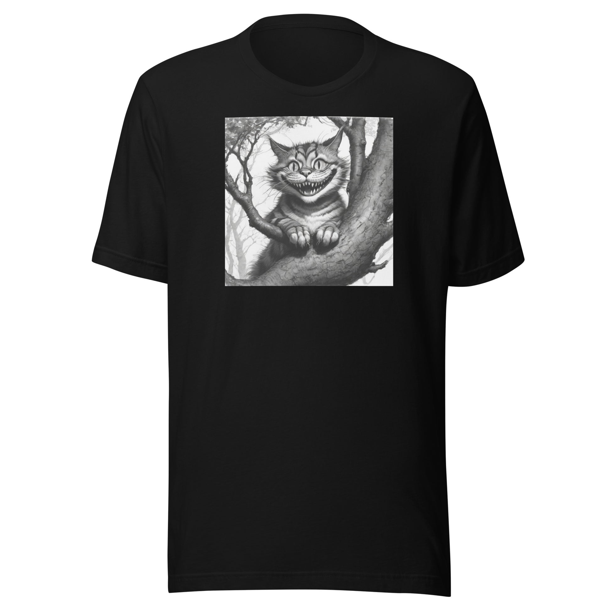 Cheshire Cat in a Tree Men's Alice in Wonderland T-Shirt Black