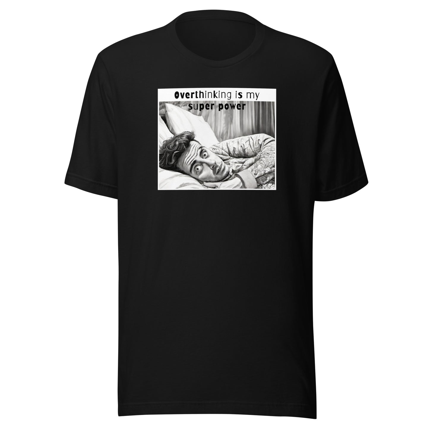 Overthinking Insomniac Men's Funny T-Shirt Black