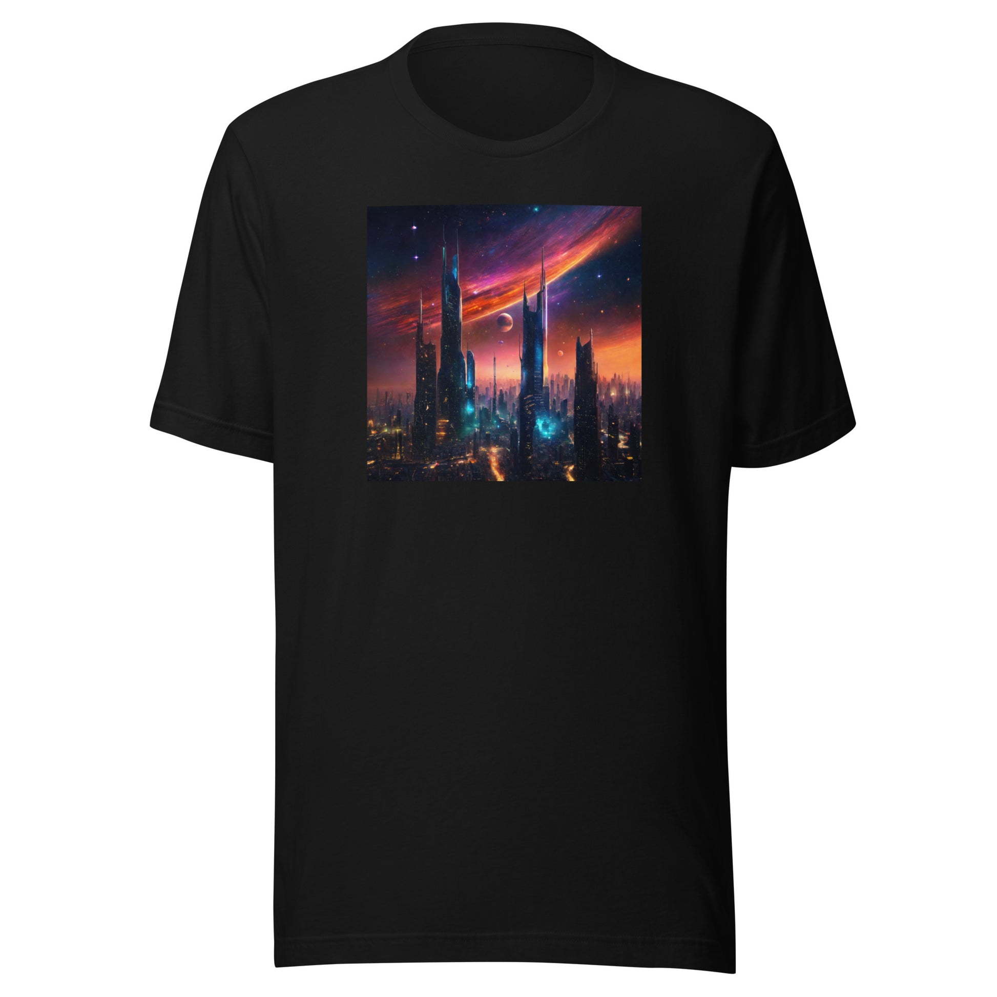 Futuristic Cityscape Men's Graphic Tee Black