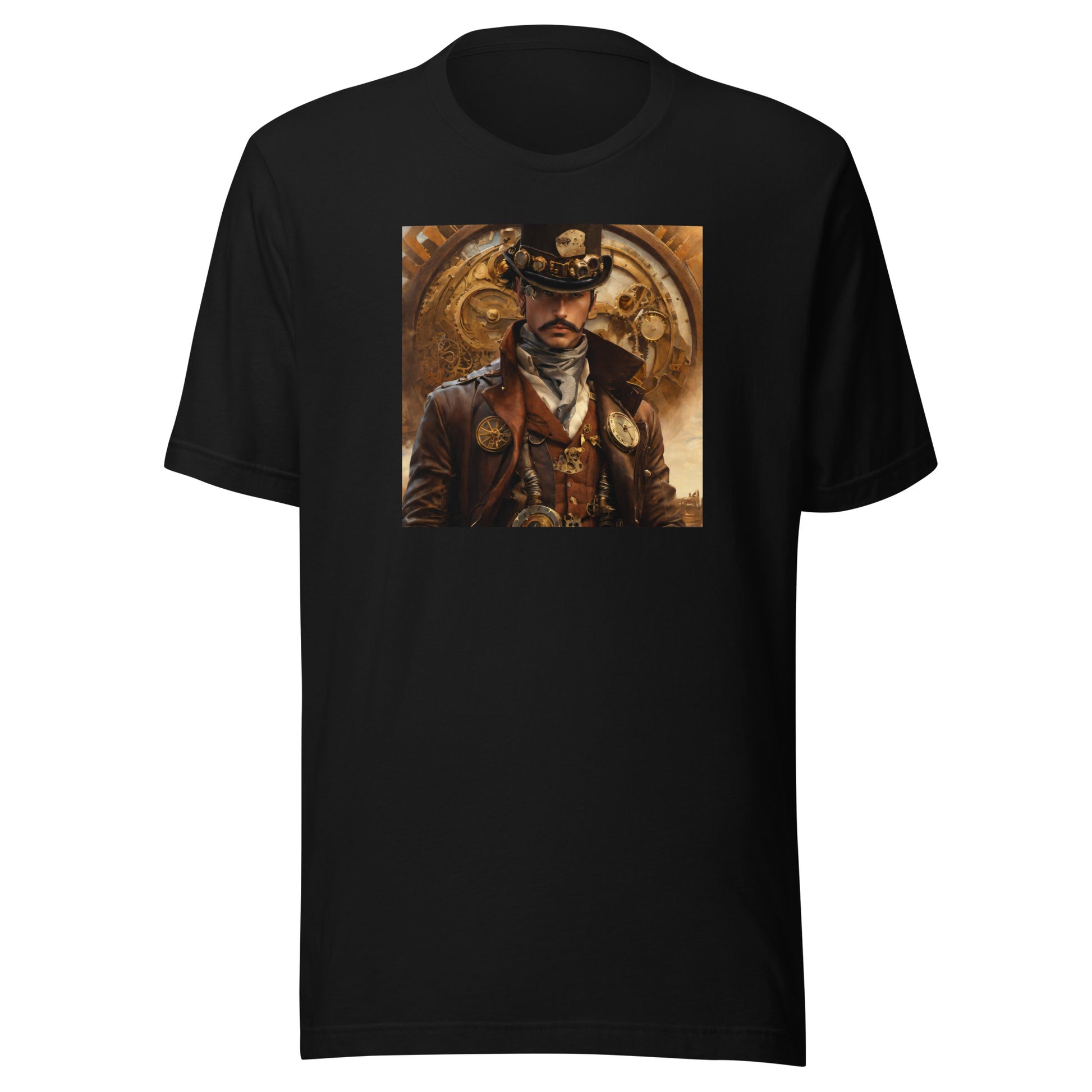 Brass and Copper Cowboy Men's Steampunk T-Shirt Black