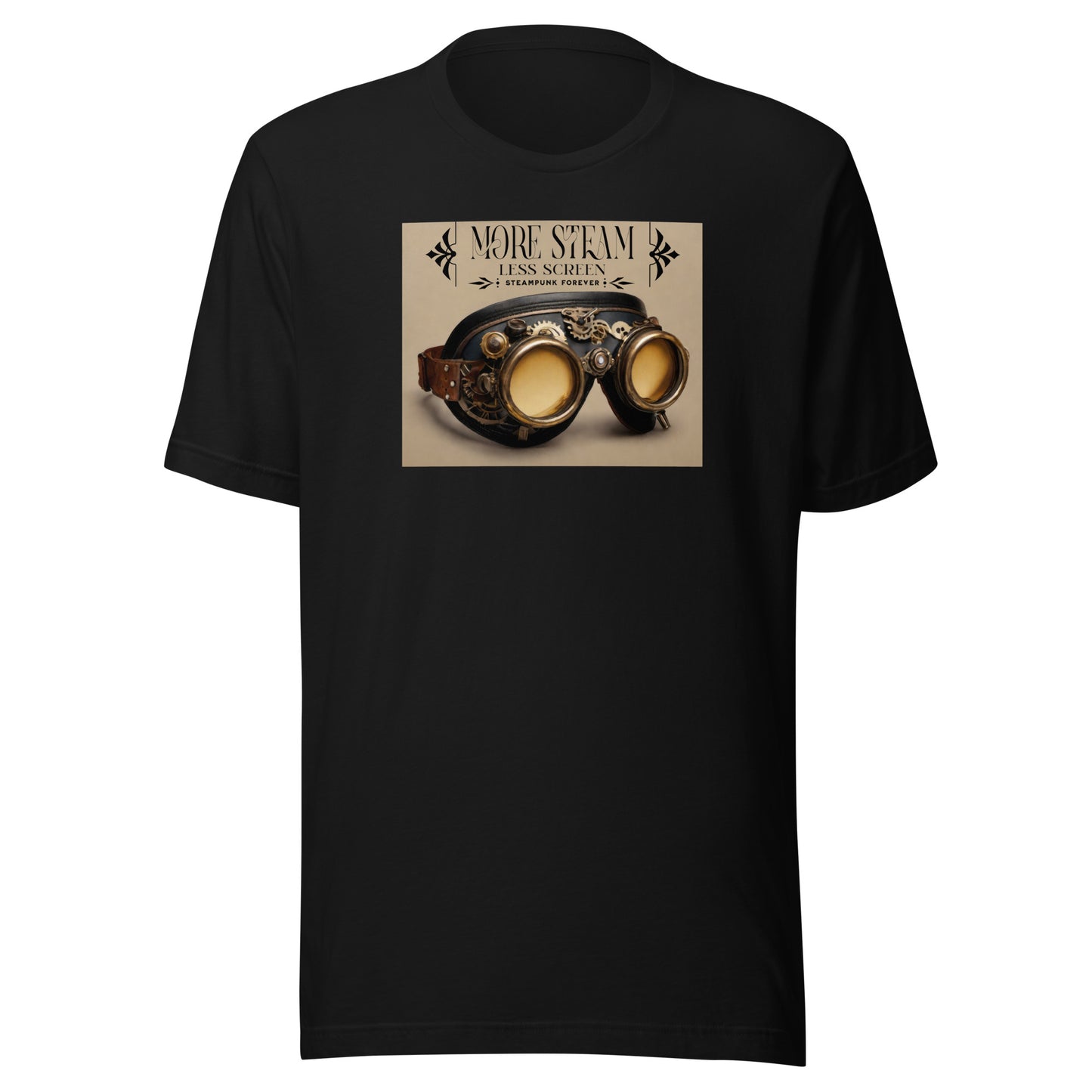 More Steam Less Screen Men's Steampunk T-Shirt Black