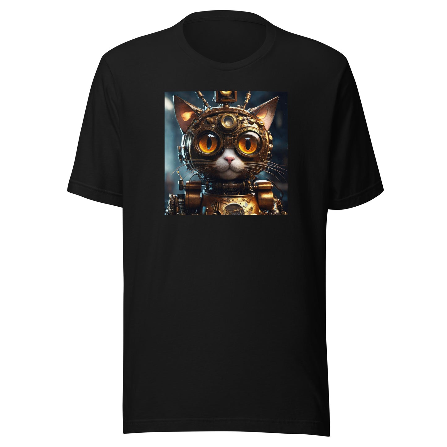 Retro-Futuristic Feline Men's Graphic Tee Black