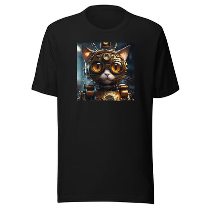 Retro-Futuristic Feline Men's Graphic Tee Black