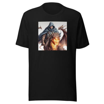 Hooded Knight, Fiery Dragon Men's Anime T-Shirt Black