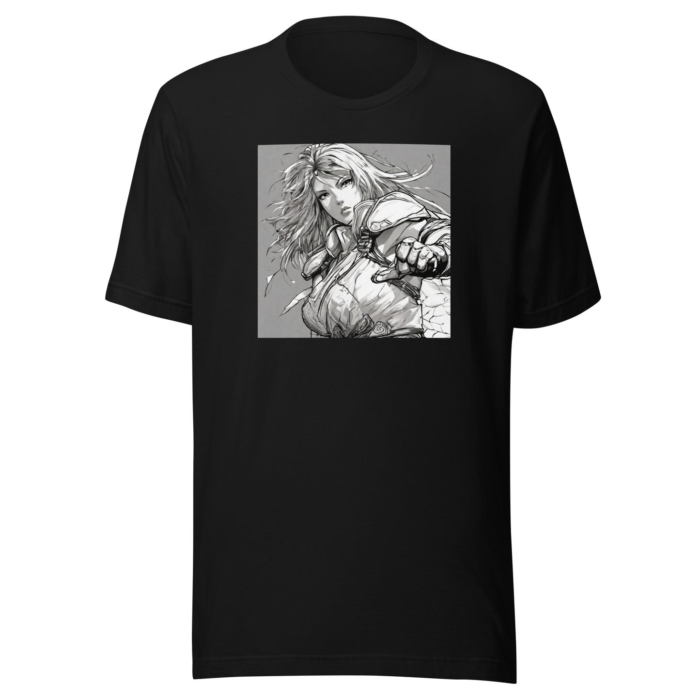 Fearless Swordmaiden Men's Anime T-Shirt Black