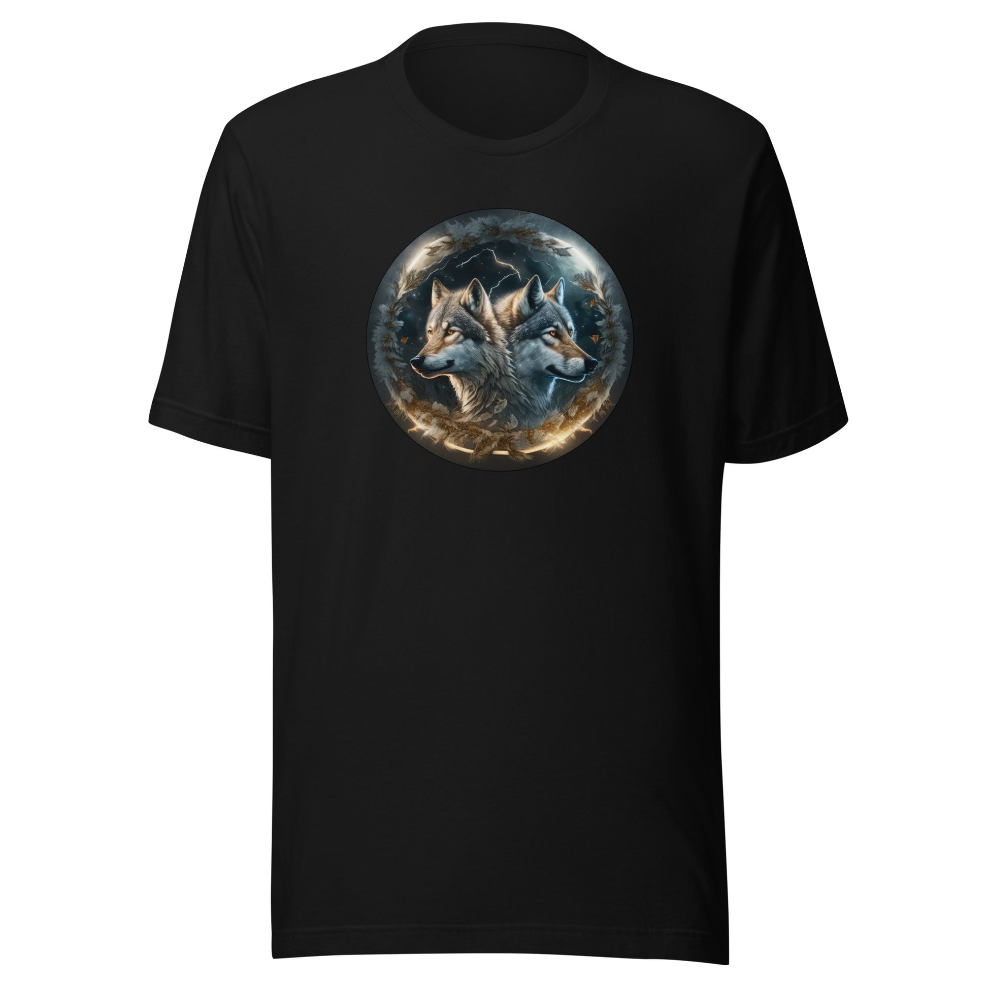 Twin Spirit Wolves Men's Graphic Men's Tee Black