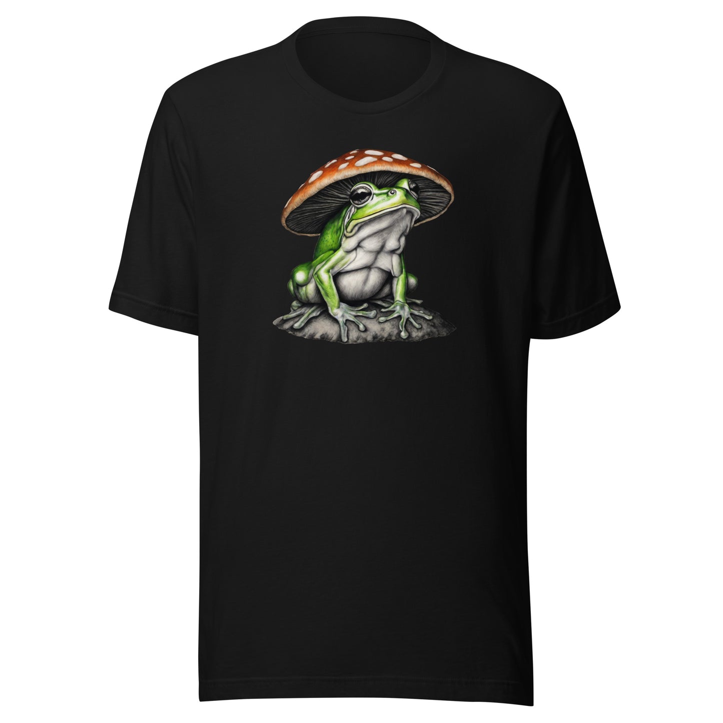 Frog in Shroom Cap Men's Graphic Tee Black