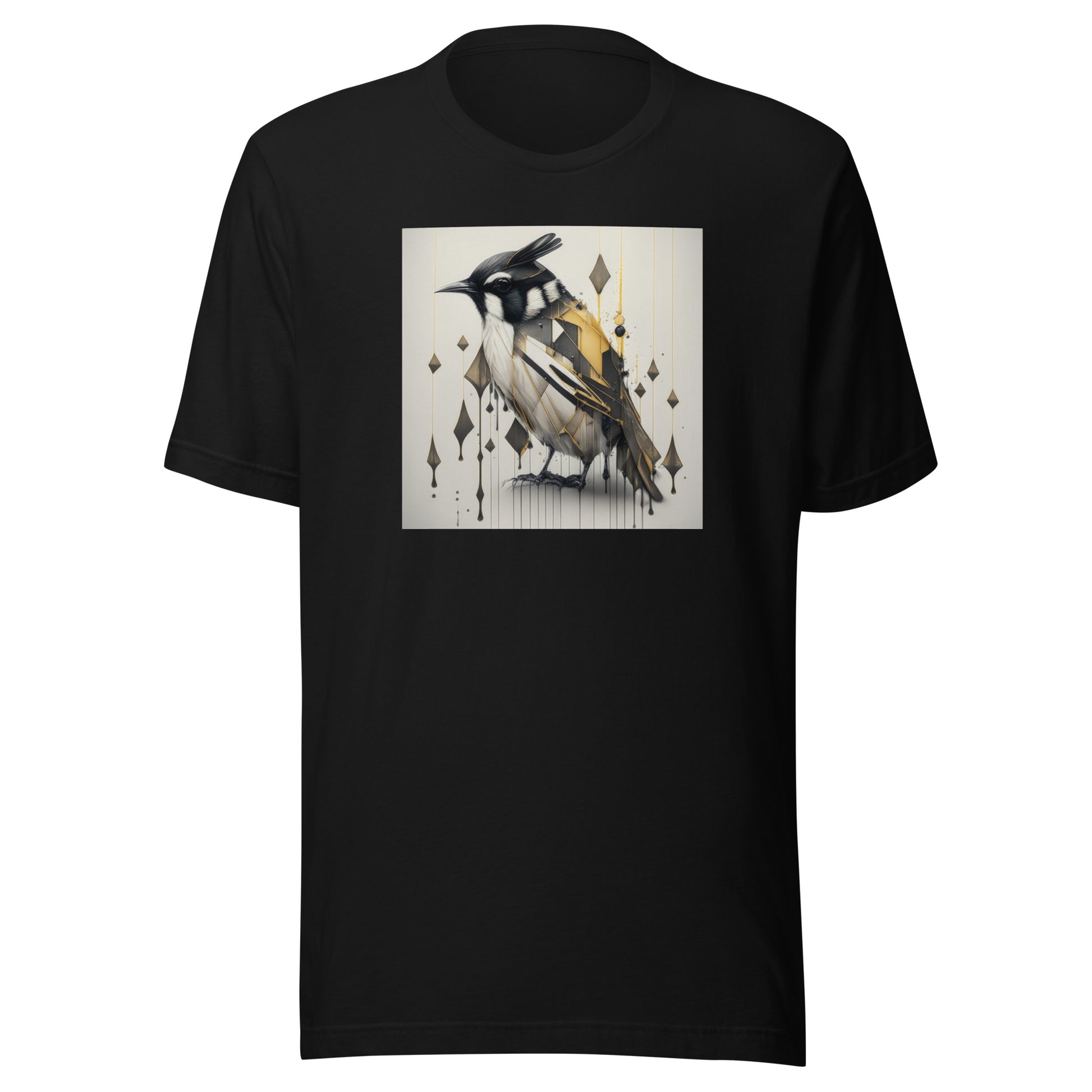 Geometric Chickadee Bird Men's Graphic Tee Black