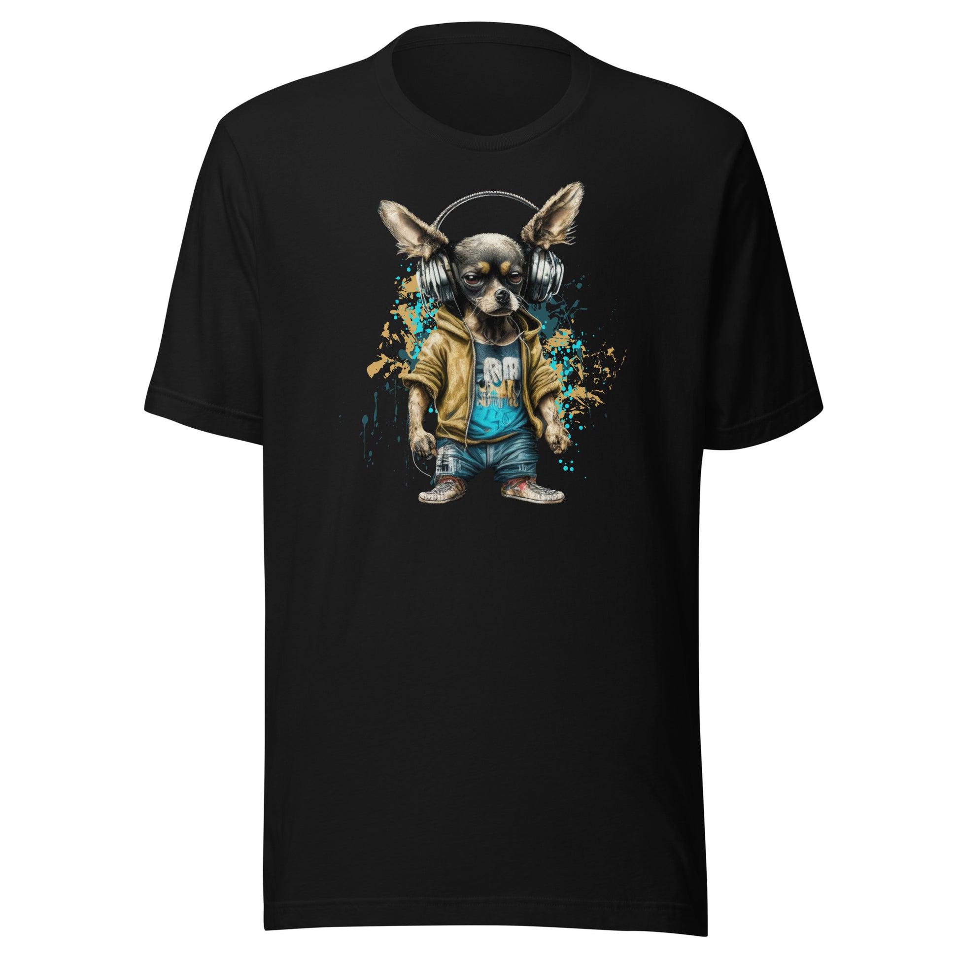 Cool Beats Chihuahua Men's Animal T-Shirt Black