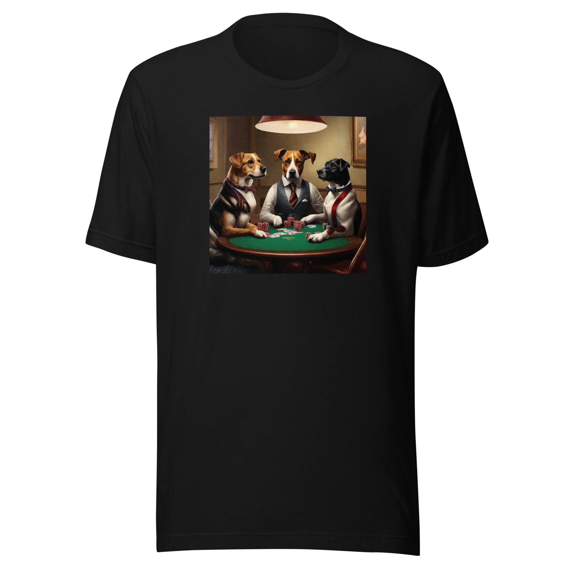 Poker Playing Pooches Men's Funny T-Shirt Black