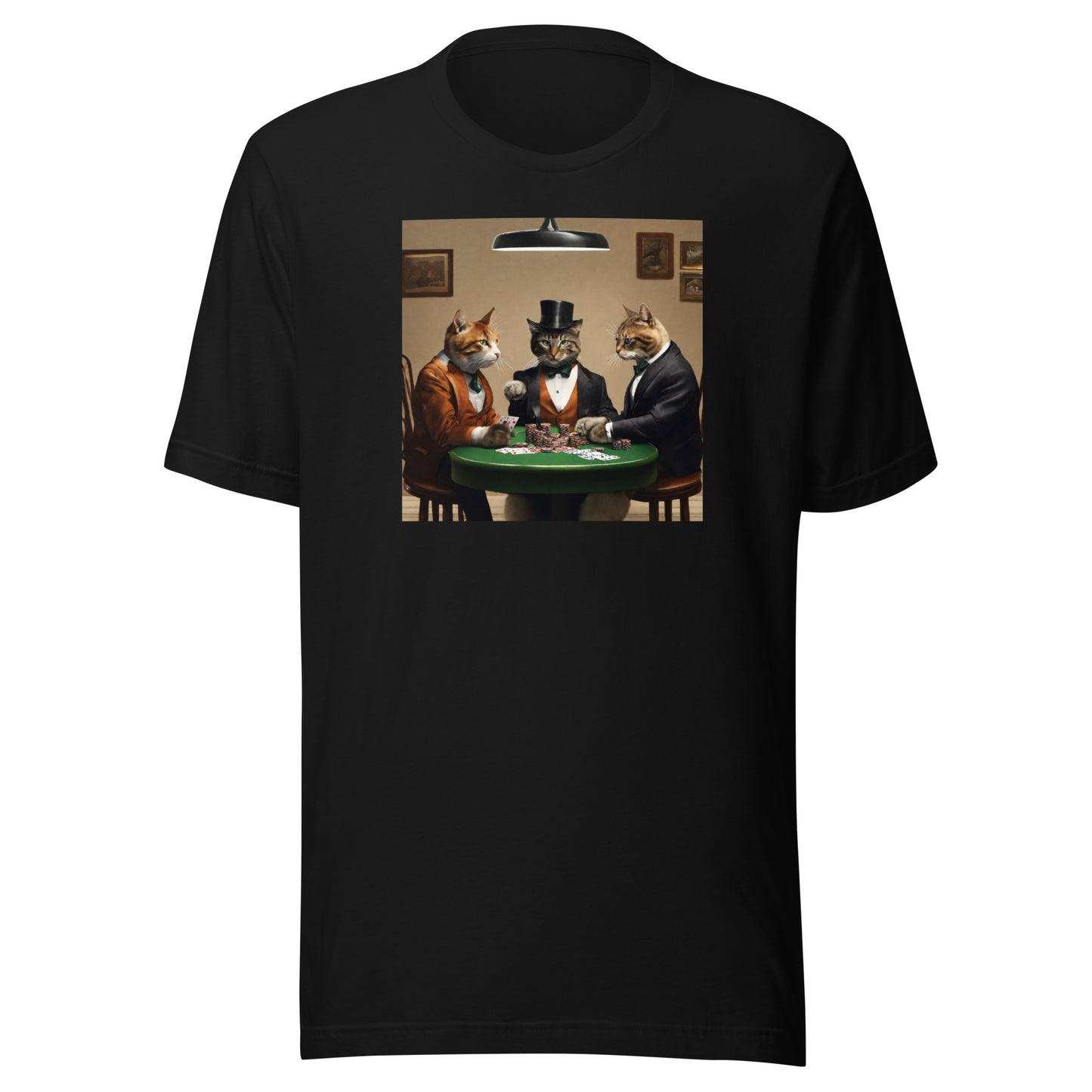 Cats Playing Poker Men's Funny T-Shirt Black