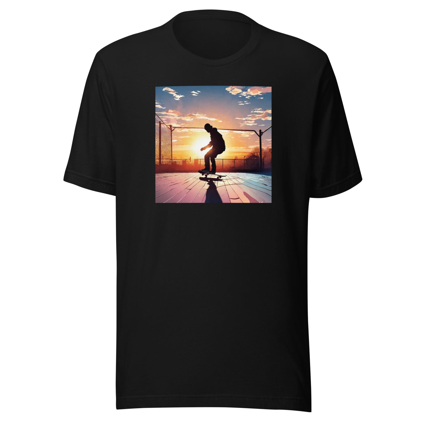 Skateboarding in the Sunset Men's T-Shirt Black