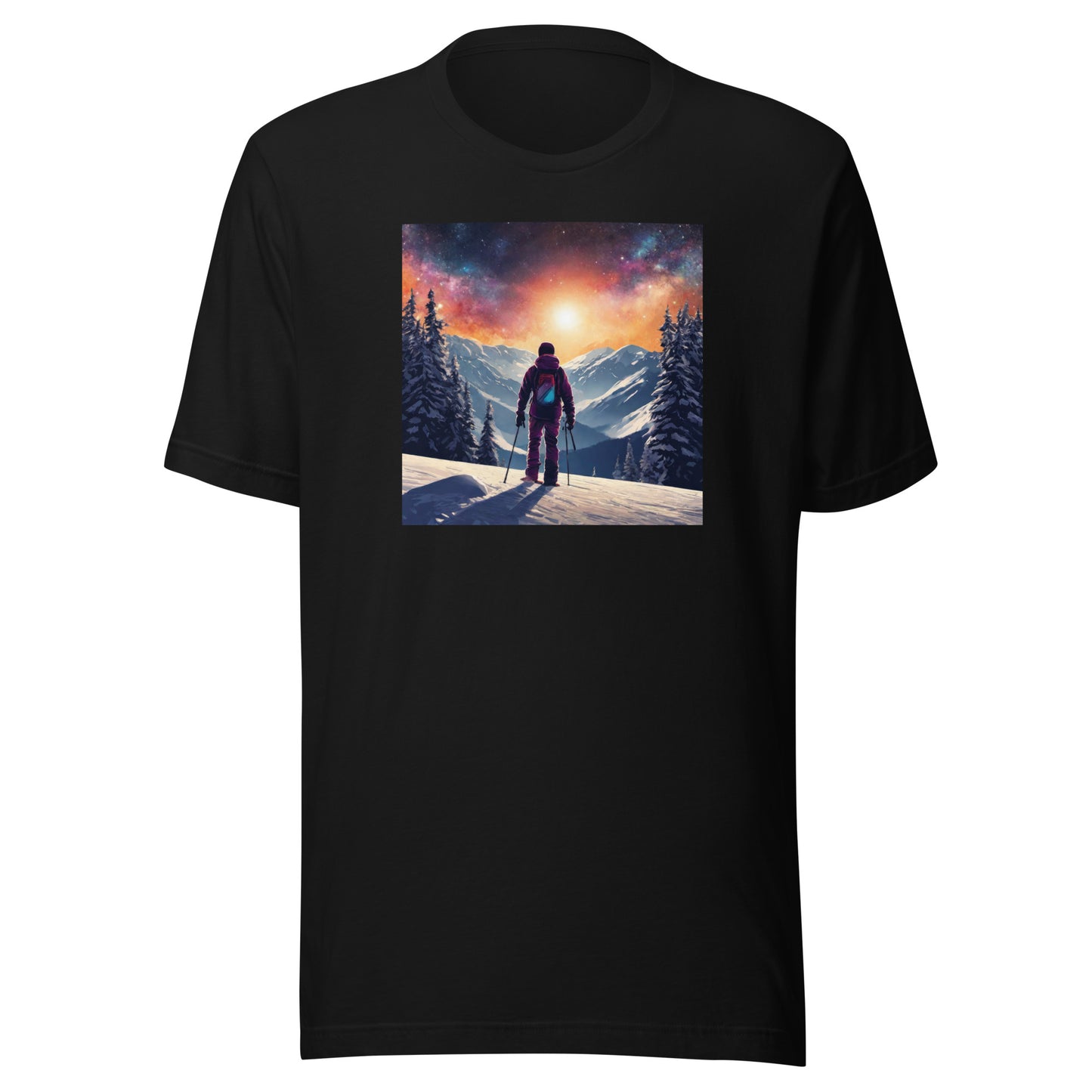 Peak of the Mountain Men's Skiing T-Shirt Black