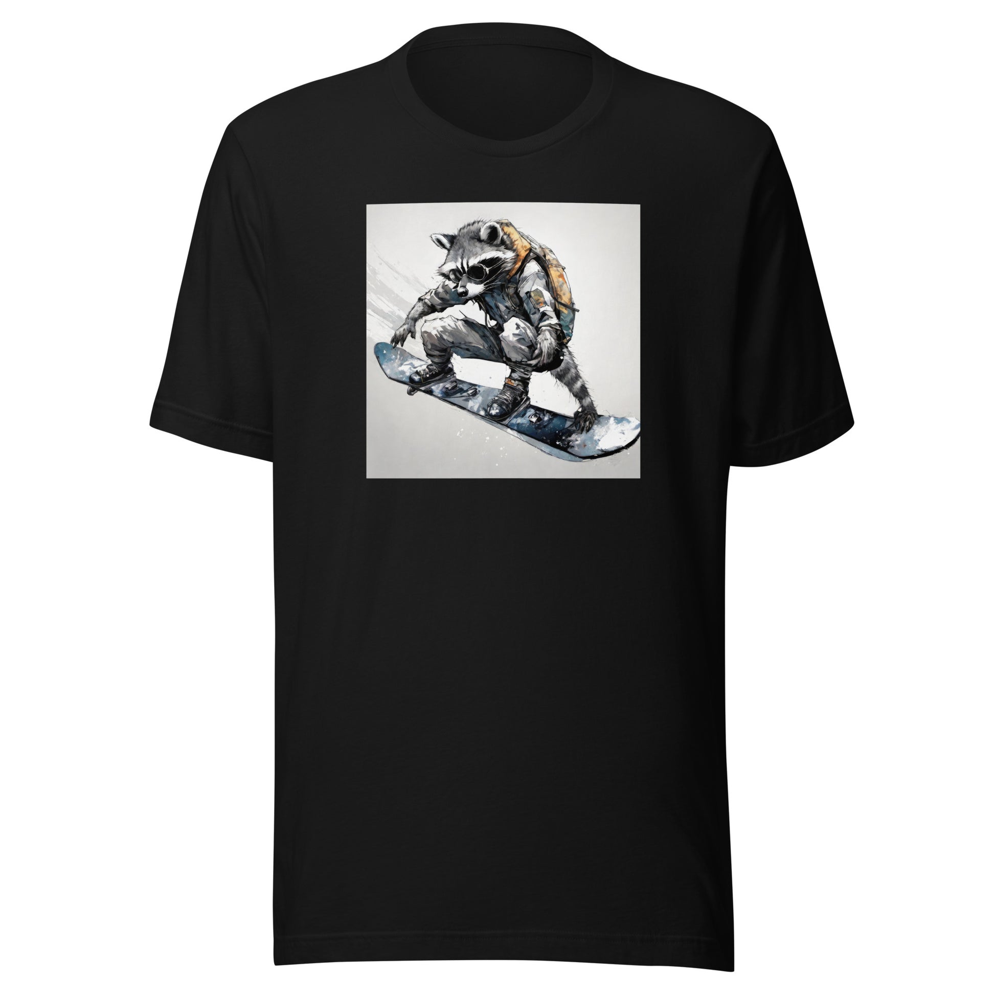 Raccoon Snowboarder Men's T-Shirt Black