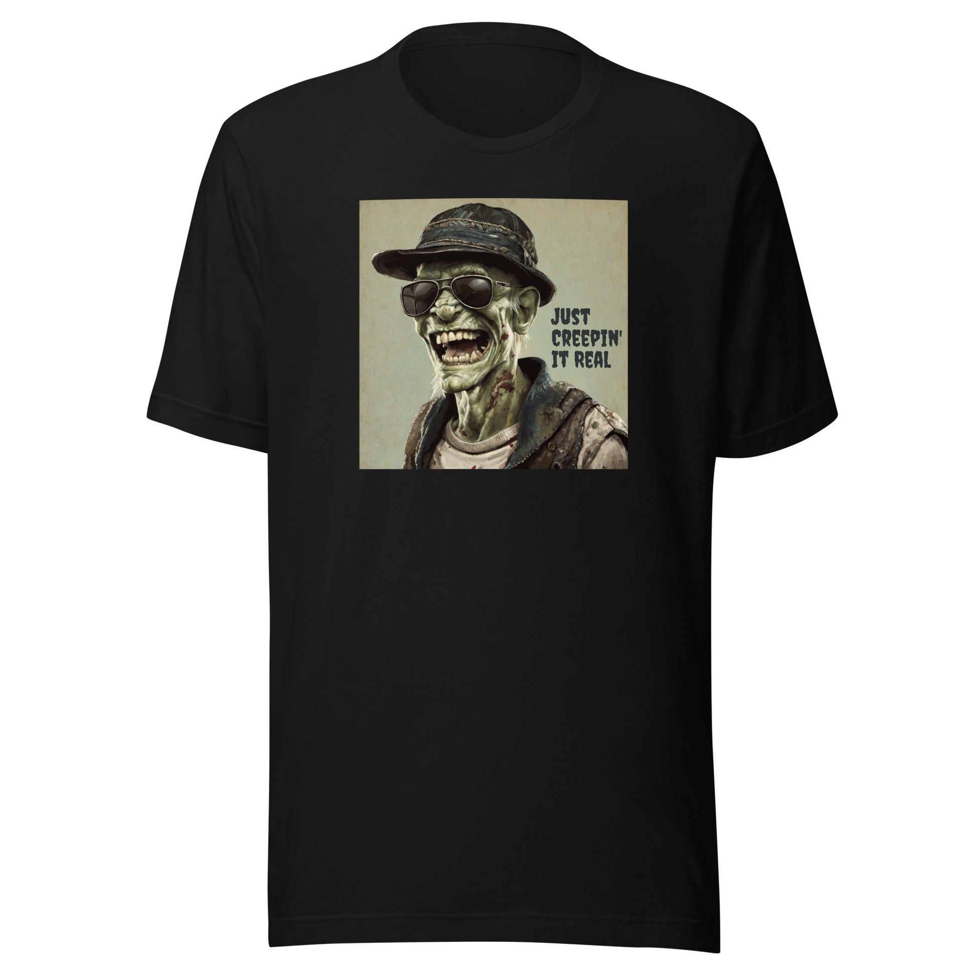 Just Creepin' It Real Men's Zombie T-Shirt for Halloween Black