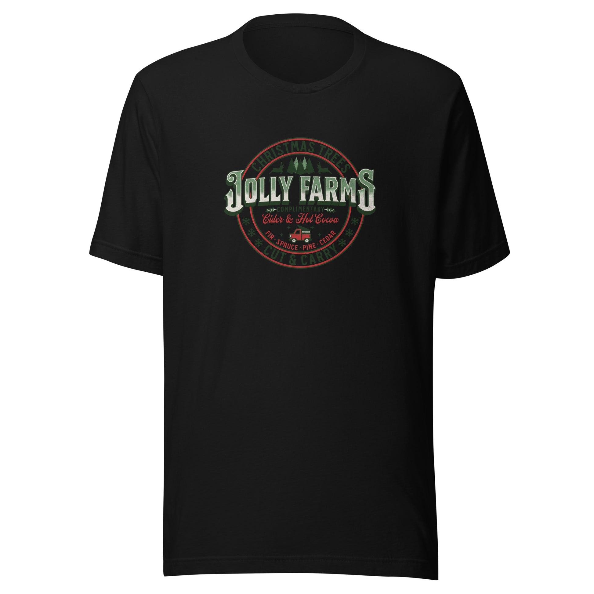 Jolly Farms Christmas Trees Men's Holiday T-Shirt Black