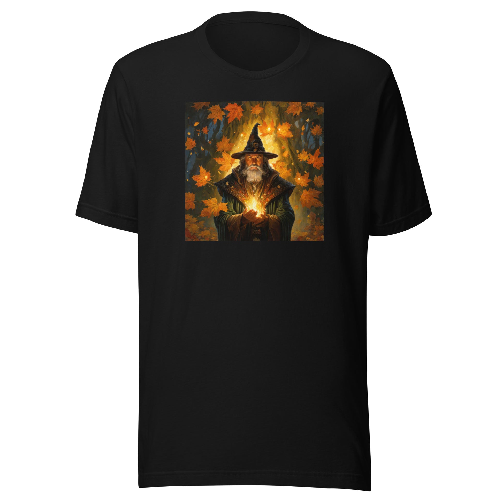 Autumn Wizard Making Fall Leaves Men's Graphic Tee Black