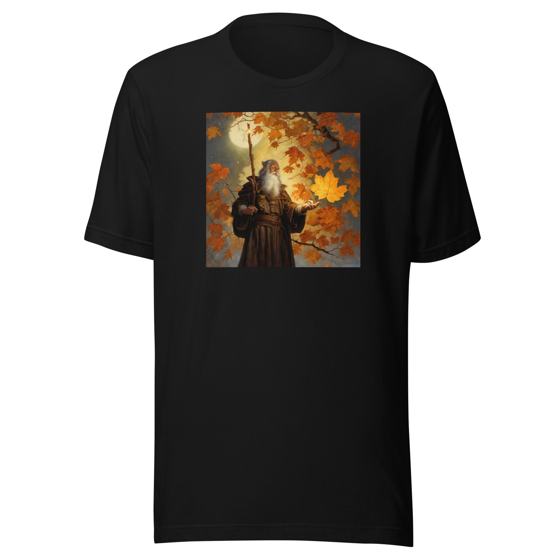 Mage Conjuring Fall Leaves Men's T-Shirt Black