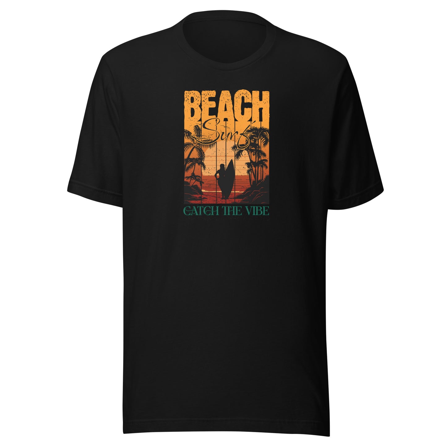 Catch the Beach Vibe Surfing Men's T-Shirt Black